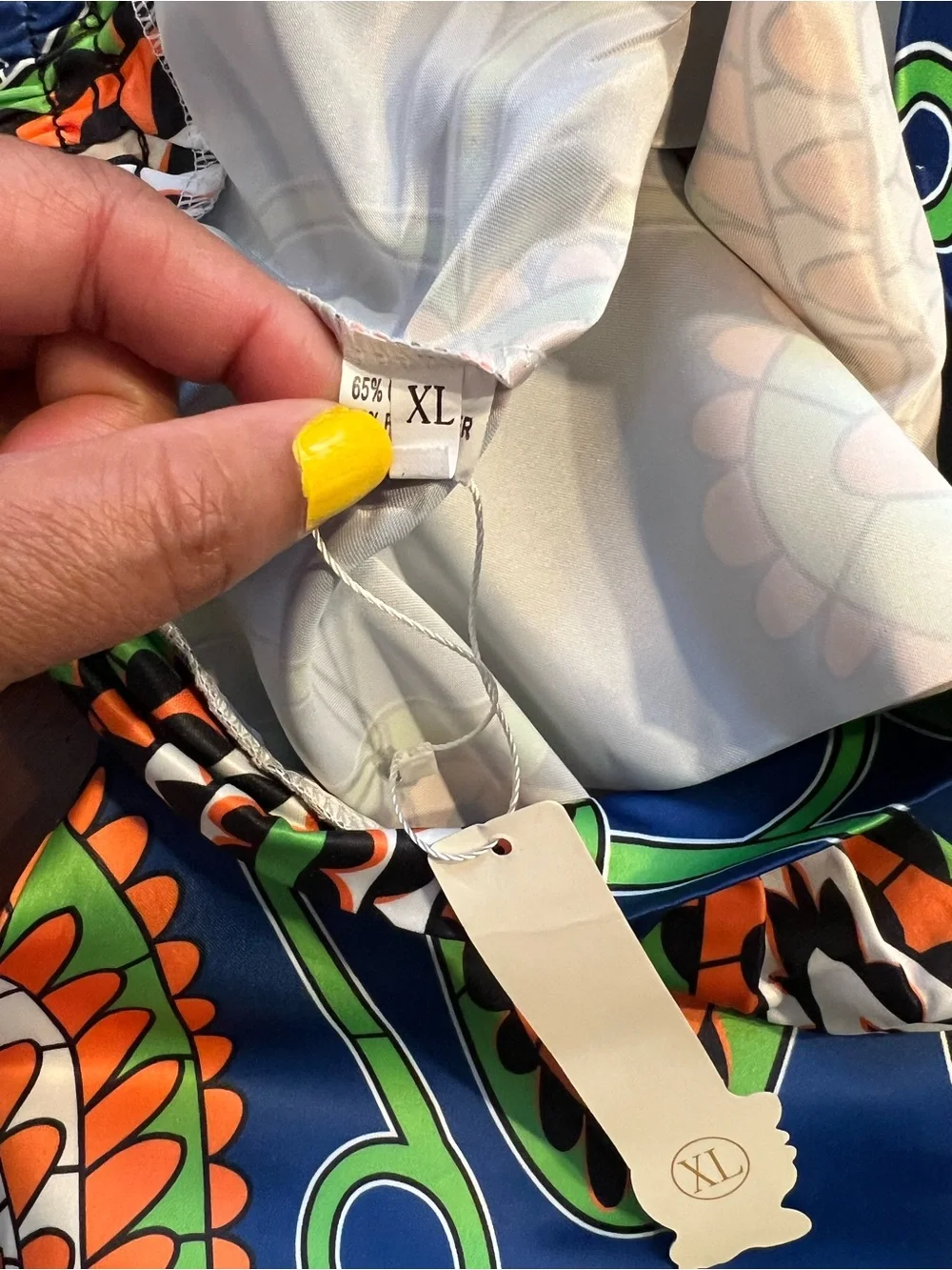 Afibi Navy Blue Orange & Green Patterned Skirt, size XL - Picture 10 of 11